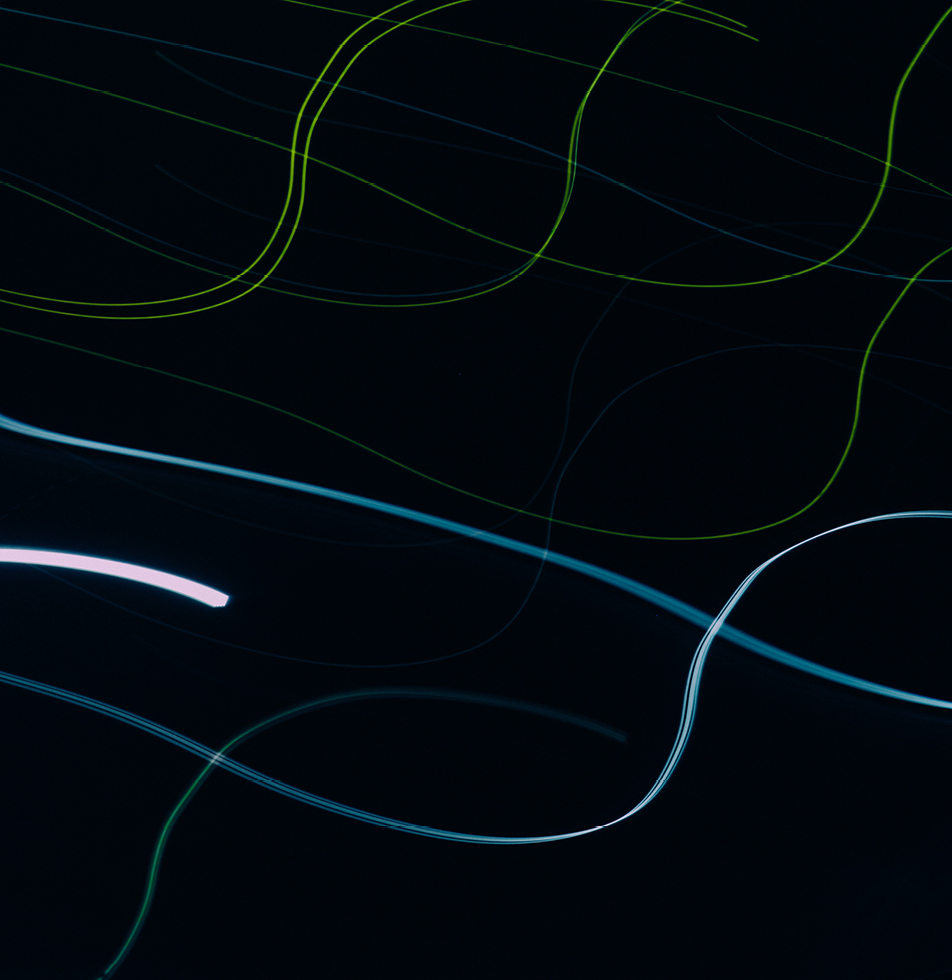 Coloured wavy lines on black background 