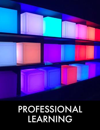 Coloured light boxes floating