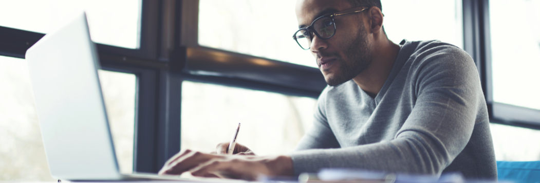 Man studying at desk